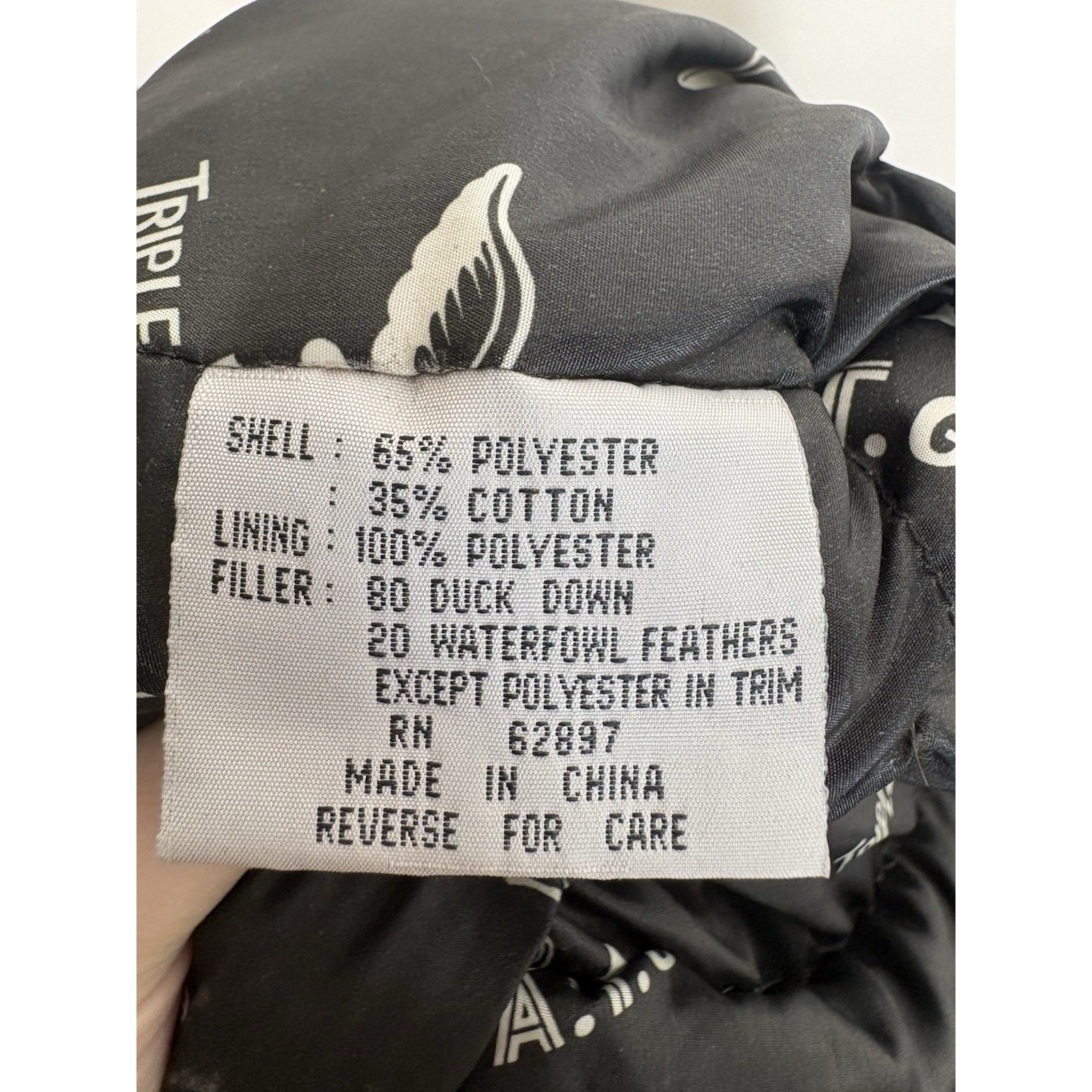 Vintage Triple Fat Goose Jacket Mens Medium Down Filled Parka Black No Hood — image 6 of 6